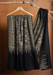 Pashmina Embroidered Jaaldar Shawl D#15 - Black