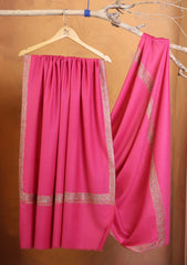 Pashmina Kashmiri Border Shawl D#181 - SH Pink