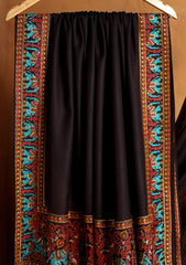 Pashmina Embroidered Border Shawl D#203 - Chocolate