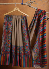 Pashmina Qalamkari Needle Work Shawl D#02 - Ferozi