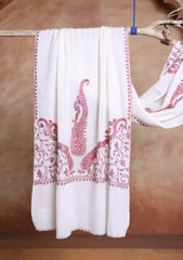 Pashmina Kashmiri Jaaldar Scarf D#36 - Off White