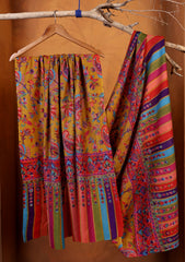 Pashmina Qalamkari Needle Work Shawl D#09 - Multi