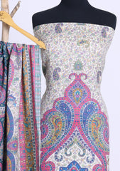 Winter - Riwaj - Printed Pashmina - 3 Pcs Suit - D#01 - P White