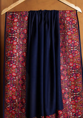 Pashmina Embroidered Border Shawl D#218 - N Blue