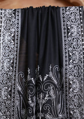 Pashmina Ari Work Jaaldar Scarf D#13 - Black