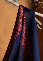 Pashmina Embroidered Border Shawl D#218 - N Blue