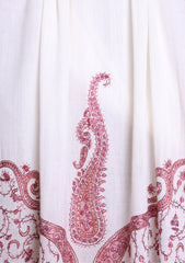 Pashmina Kashmiri Jaaldar Scarf D#36 - Off White