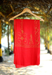 Pashmina Wool Kashmiri Shawl D - 13 - Red