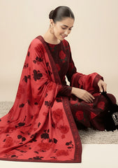 Winter - Riwaj - Printed Velvet Suit - Palachi Dupatta - D#05 - Red