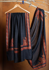 Pashmina Embroidered Border Shawl D#215 - D Grey