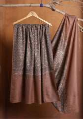 Pashmina Embroidered Jaaldar Shawl D#15 - Brown