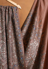 Pashmina Embroidered Jaaldar Shawl D#15 - Brown