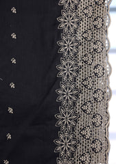 Embroidered Lawn Summer Shawl D#70 - Black