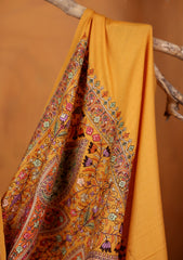 Pashmina Embroidered Jaaldar Shawl D#04 - Mustard