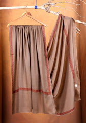 Pashmina Embroidered Border Shawl D#02 - Brown