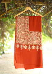 Pashmina Ari Work Shawl D - 227 - Rust