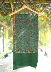 Pashmina Wool Needle Work Shawl D - 04 - D Green