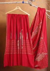 Pashmina Kashmiri Jaaldar Shawl D#142 - Red