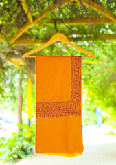 Pashmina Kashmiri Work Shawl D - 01 - Mustard