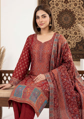 Winter - Fancy Silk Zari Jamawar - 3 Pcs Suit - D#18 - Maroon