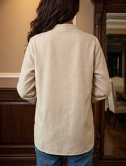 Pret - Moven - Indigo Cotton Linen Women's Shirt - Skin