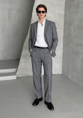 Scabal Super Fine Texture Selvage Wool Fabric - Grey