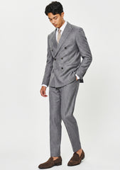 Scabal Silver Cloud Super 120's Textured 240 Gr Wool Suiting - Smoke Grey