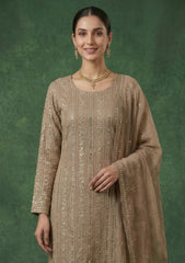 Formals - Riwaj - Fancy Net - 2 Pcs Suit - CND#04 - Brown