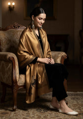 Winter - Riwaj - Plain Velvet Suit With Silk Zari Jamawar Shawl - VSZ#01 - Black