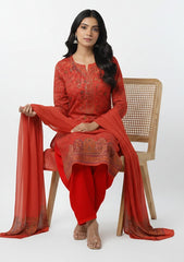 Winter - Riwaj - Pashmina Suit - Kaani Jamawar - Premium 25 - D#45 - Red