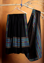 Pashmina Needle Work Shawl D#23 - Black