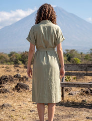 Pret - Moven - Indigo Tie Hemp Linen Shirtdress - Green