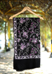 Pashmina Wool Embroidered Shawl D - 02 - Black