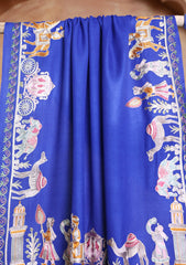 Pashmina Ari Work Jaaldar Scarf D#14 - R Blue