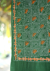 Pashmina Wool Needle Work Shawl D - 04 - D Green
