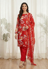 Lawn - Rubaaiyat - Digital Printed 26 - 2 By 2 - D#17 - Red