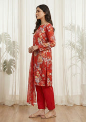 Lawn - Rubaaiyat - Digital Printed 26 - 2 By 2 - D#17 - Red