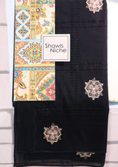 Embroidered Lawn Summer Shawl D#63 - Black 1