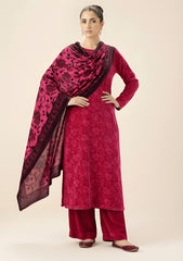 Winter - Riwaj - Velvet Suit - Printed Edit - D#09 - D Pink