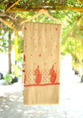 Embroidered Wool Shawl D - 80 - Brown