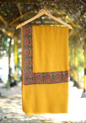Pashmina Wool Embroidered Shawl D - 07 - Mustard