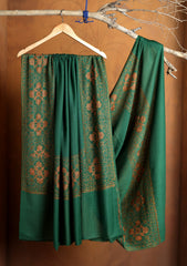 Pashmina Kashmiri Border Shawl D#127 - D Green