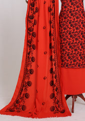 Winter - Riwaj - Printed Cotray Suit - Wool Shawl - D#12 - T Red