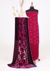 Winter - Riwaj - Velvet Suit - Printed Edit - D#09 - D Pink