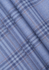 Scabal Super 130's Mosaic Wool Check Suiting - Light Blue