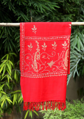 Pashmina Kashmiri Work Scarf D - 15 - Red