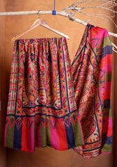 Pashmina Qalamkar Needle Work Shawl D#03 - Multi