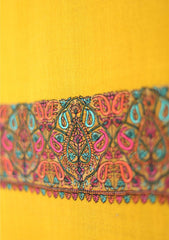 Pashmina Wool Embroidered Shawl D - 07 - Mustard