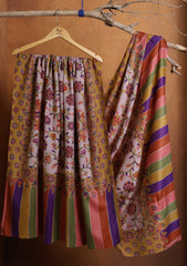 Pashmina Qalamkari Needle Work Shawl D#22 - Multi