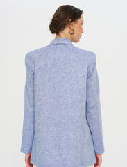 Pret - Moven - Linen Blend Lined Blue Women's Blazer Jacket